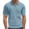 thumbnail image 1 of Dagugfen Mens T Shirts Short Sleeve Lapel V Neck Knit Comfy Summer Vacation Casual Tops Solid Color, 1 of 6