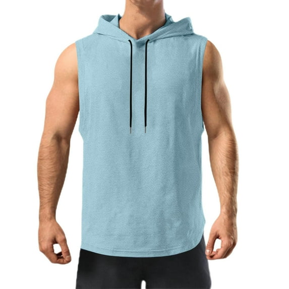 Dagugfen Mens Tank Tops Hoodies Loose Lightweight Gym Muscle Sleeveless Shirts for Workout Running