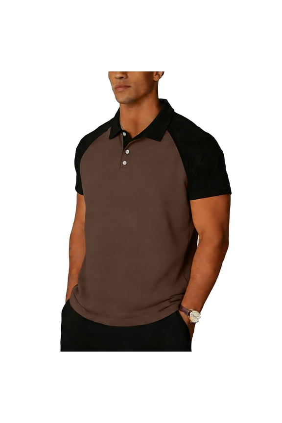 Mens Tee Shirts Collared/Crew Neck Short Sleeve Loungewear Pullover Tees for Men Color Blocked