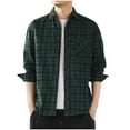 thumbnail image 1 of Dagugfen Mens Tops Button down Plaid Long Sleeve Loose Streetwear Lightweight Fashion Casual Tops Pocket, 1 of 6