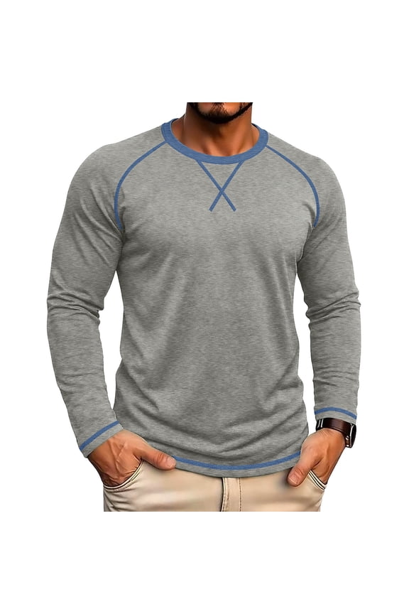 Mens Tops Crewneck Long Sleeve Loose Fitted Breathable Basic Tee Shirts Daily Wear Raglan Casual Tops