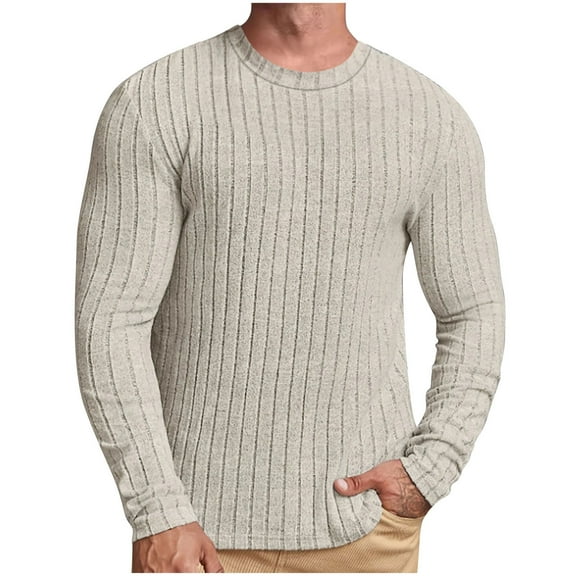 Dagugfen Mens Tops Long Sleeve Crew Neck Warm Tight Lightfleece Pullover Casual Base Shirts Fall Winter