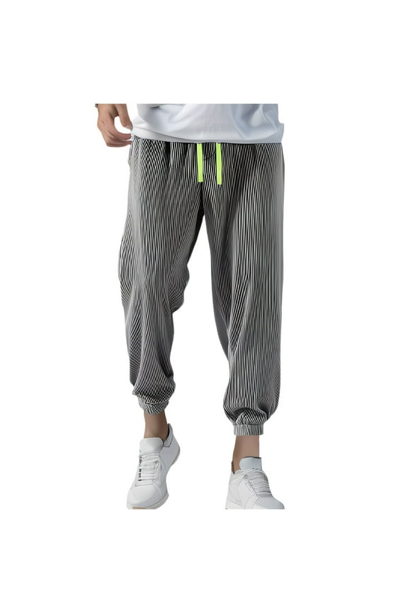 Mens Trackpants Drawstring Baggy Lightweight Fashion Jogger Workout Trainning Cropped Pants