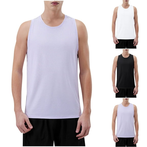 Dagugfen Mens Undershirts Sleeveless Round Neck Fitted Lightweight Casual Gym Shirts for Bodybuilding