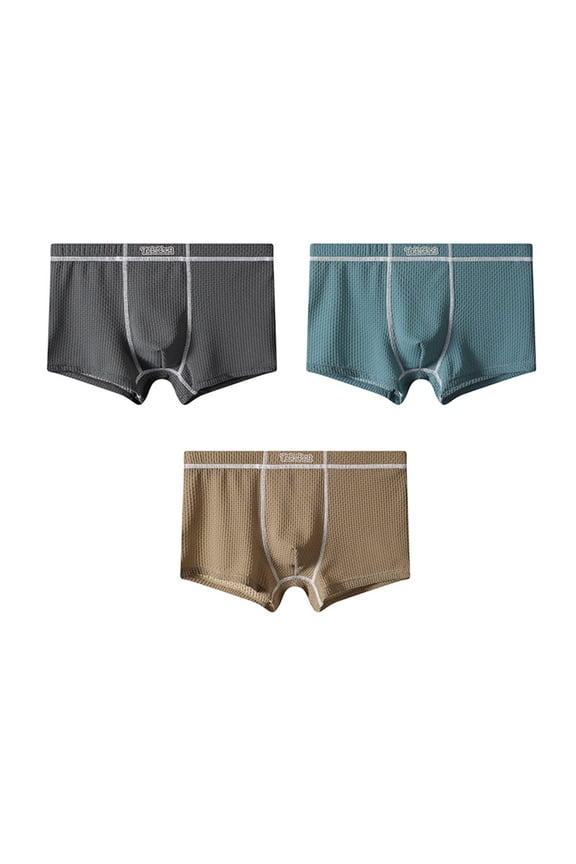 Mens Underwear 3pc Mid Waist Breathable Seamless Comfy Thin Lightweight Sweat Wicking Hiking Boxers