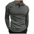 thumbnail image 1 of Dagugfen Mens Work Tops Button Lapel V Neck Long Sleeve Slim Lightweight Casual Office Shirts Solid Color, 1 of 4