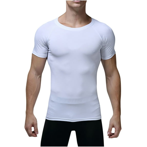 Dagugfen Muscle Tops for Men Crew Neck Short Sleeve Drying Lightweight Tight Gym Tops for Exercise Bodybuilding