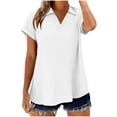 thumbnail image 1 of Dagugfen Nylon Spandex Tee Shirts for Women V Neck Short Sleeve Pullover Sports Casual Tops, 1 of 8