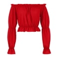 thumbnail image 1 of Dagugfen Off Shoulder Tops for Women Renaissance Peasant Blouse Trendy Casual Long Sleeve Crop Tops, 1 of 8