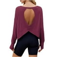 thumbnail image 1 of Dagugfen Open Back Tops for Women Long Sleeve Athletic Gym Running Yoga Sports Workout T Shirts Crop Tops, 1 of 9