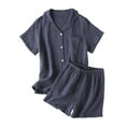 thumbnail image 1 of Dagugfen Outfits for Men Pajamas Button down Shirts with Pocket Elastic Waist Shorts Comfy Loungewear Sets, 1 of 3