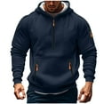 thumbnail image 1 of Dagugfen Oversize Mens Quarter Zip Pullover Tactical Cargo Sweatshirts with Hood Casual Comfy Tops with Pockets Fall, 1 of 5