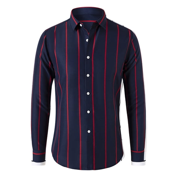 Dagugfen Oversize Shirts for Men Button down Long Sleeve Slim Strip Office Casual Work Shirts Fashion