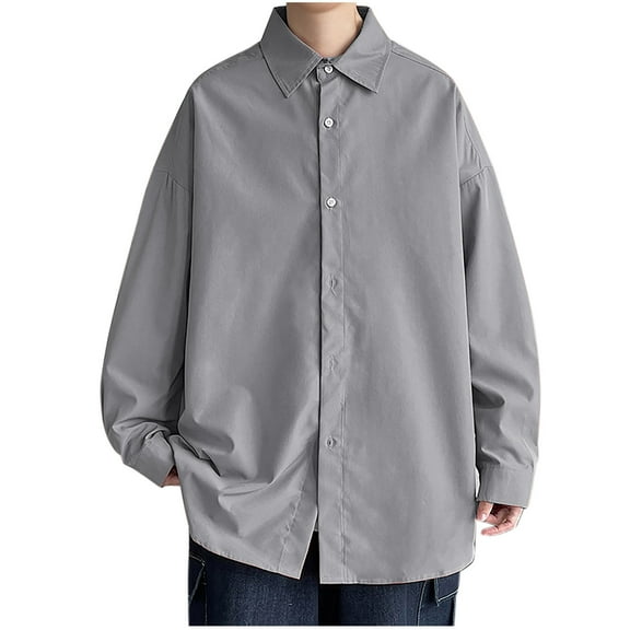 Dagugfen Oversize Shirts for Men Dress Button up Long Sleeve Loose Business Casual Work Tops Solid Color
