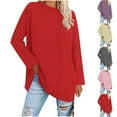 thumbnail image 1 of Dagugfen Oversized Tshirts for Women Long Sleeve Loose Fitting Crew Neck Casual Lightweight Basic Tees Blouses, 1 of 8