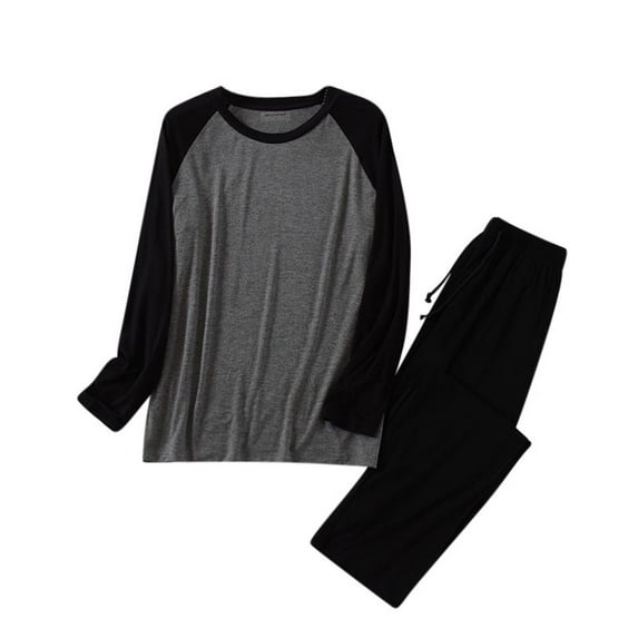 Dagugfen Pajama Sets for Men Long Sleeve Color Block Shirts Drawstring Pants Comfy Homewear Casual Outfits