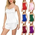 thumbnail image 1 of Dagugfen Pajama Sets for Women Satin Camisole Tops and Side Split Shorts Comfy Casual Loungewear Outfits, 1 of 6