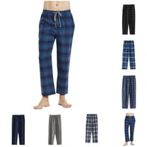 Dagugfen Men Pants Sleepwear Plaid Elastic Waist Drawstring Loose Comfy Casual Trousers Loungewear Pockets
