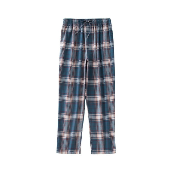 Dagugfen Men Pants Sleepwear Plaid Elastic Waist Drawstring Loose Comfy Casual Trousers Loungewear Pockets