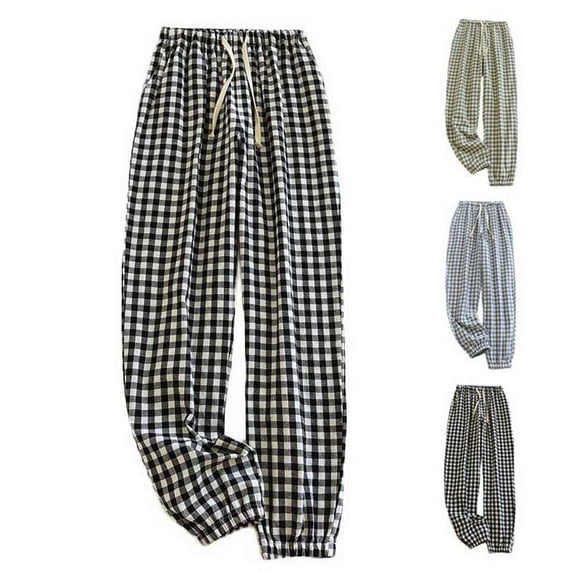 Dagugfen Mens Pajamas Pants Plaid Elastic Waist Drawstring Baggy Casual Comfy Sleepwear Pants for Women