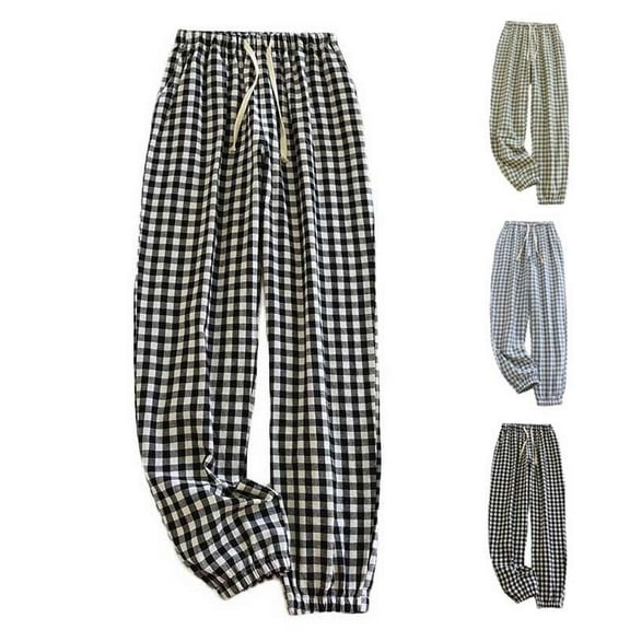 Dagugfen Mens Pajamas Pants Plaid Elastic Waist Drawstring Baggy Casual Comfy Sleepwear Pants for Women