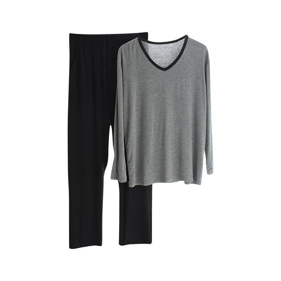 Dagugfen Pajamas for Men Sets 2 Piece V Neck Shirts Mid Waist Pants Lightweight Comfy Loungewear Outfits