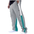 thumbnail image 1 of Dagugfen Pants for Men Drawstring Elastic Waist Side Button Loose Color Block Comfy Casual Athletic Pants, 1 of 7