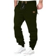 thumbnail image 1 of Dagugfen Pants for Men Drawstring Fitted Comfy Athletic Pants Solid Color Casual Workout Running Trousers, 1 of 4