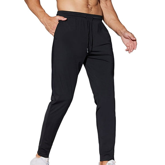 Dagugfen Pants for Men Drawstring High Waist Fitted Solid Color Casual Cropped Work Pants with Pockets