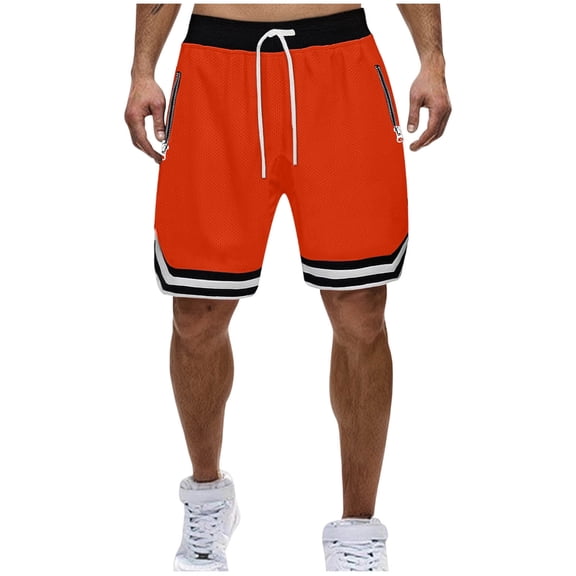 Dagugfen Plus Size Basketball Shorts for Men Knee Length Loose Lightweight Breathable Workout Shorts with Zipper Pockets