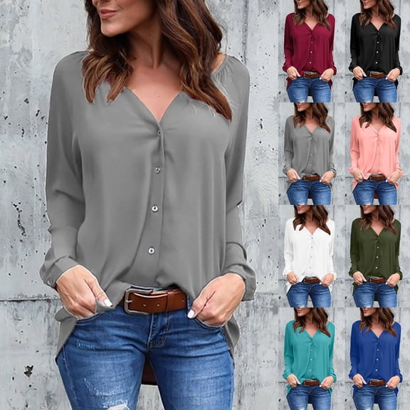 Dagugfen Plus Size Business Casual Tops for Women Button down Loose Lightweight Formal Long Sleeve Shirts