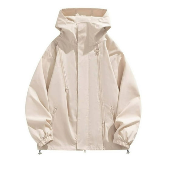 Dagugfen Plus Size Jackets for Men Waterproof Windproof Loose Fitted Zip up Hoodie Long Sleeve Outdoor Hiking Rain Jacket