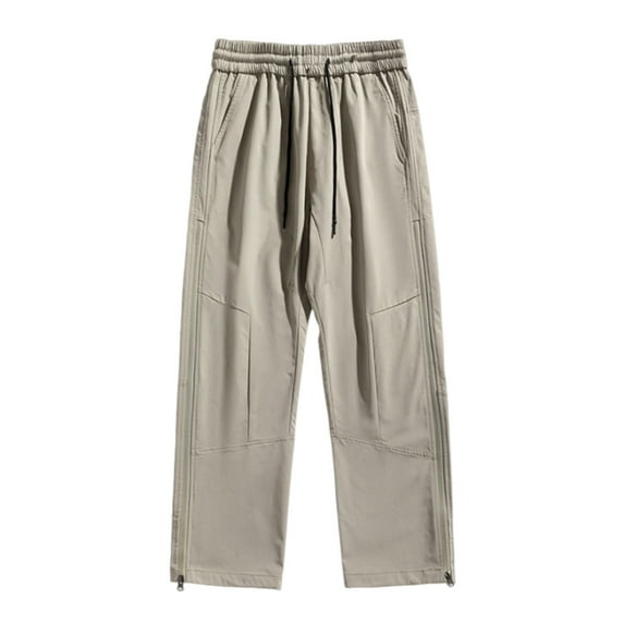 Dagugfen Plus Size Mens Casual Pants Elastic Waist Drawstring Side Zipper Loose Lightweight Lounge Pants
