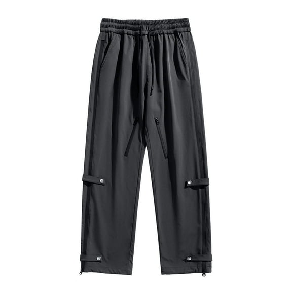 Dagugfen Plus Size Mens Casual Pants Elastic Waist Drawstring Side Zipper Loose Lightweight Lounge Pants