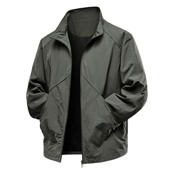 Dagugfen Plus Size Mens Jackets Long Sleeve Zip up Loose Breathable Windproof Outdoor Hiking Tactical Jackets with Pockets