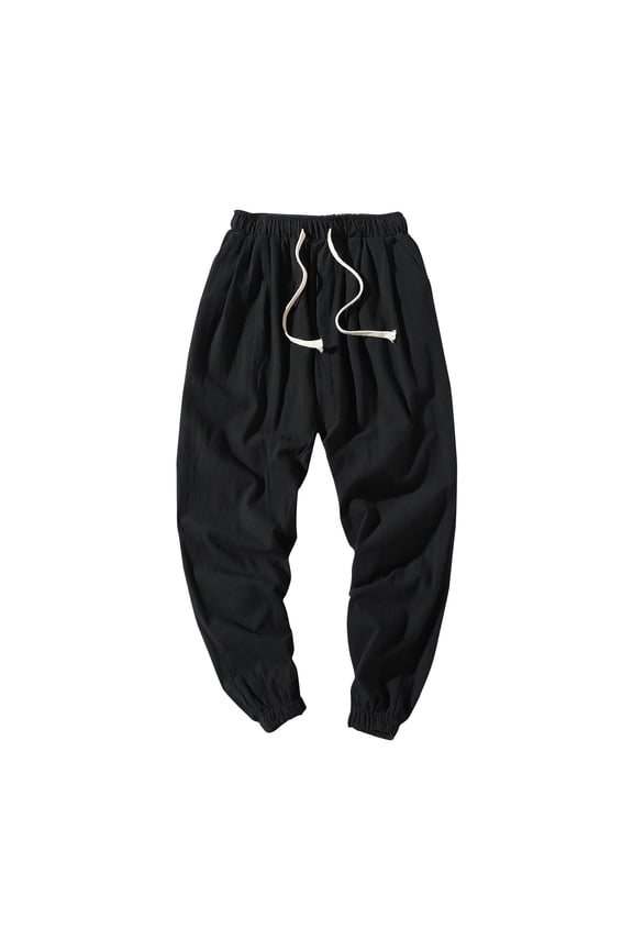 Plus Size Mens Pants Drawstring Elastic Waist Baggy Lightweight Jogger Trainning Pants Pockets