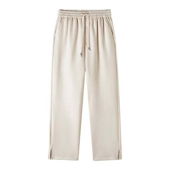 Dagugfen Plus Size Mens Pants Drawstring Elastic Waist Straight Leg Loose Comfy Lightfleece Work Casual Sports Pants Fall Winter