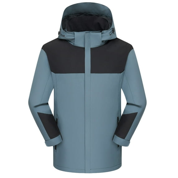 Dagugfen Plus Size Mens Rain Jacket with Hood Zipper up Loose Work Casual Long Windbreaker Jackets with Pockets