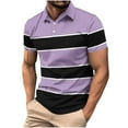 thumbnail image 1 of Dagugfen Plus Size Mens Shirts Button Lapel V Neck Short Sleeve Loose Breathable Casual Tee Shirts Striped, 1 of 4