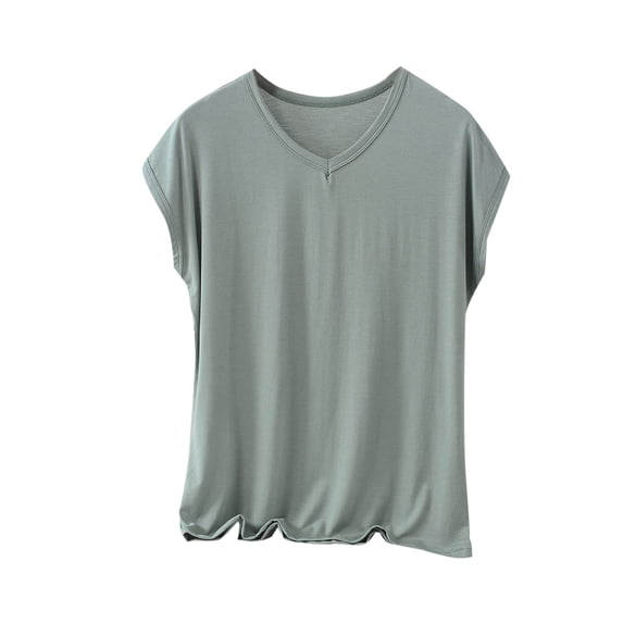 Dagugfen Plus Size Pajama Tops for Women Crew Neck Short Sleeve Basic T Shirts Loose Comfy Homewear Tops XL-5XL
