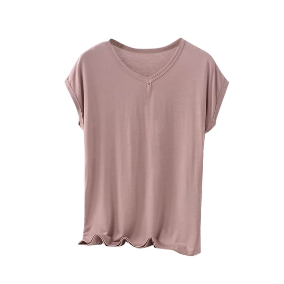 Dagugfen Plus Size Pajama Tops for Women Crew Neck Short Sleeve Basic T Shirts Loose Comfy Homewear Tops XL-5XL