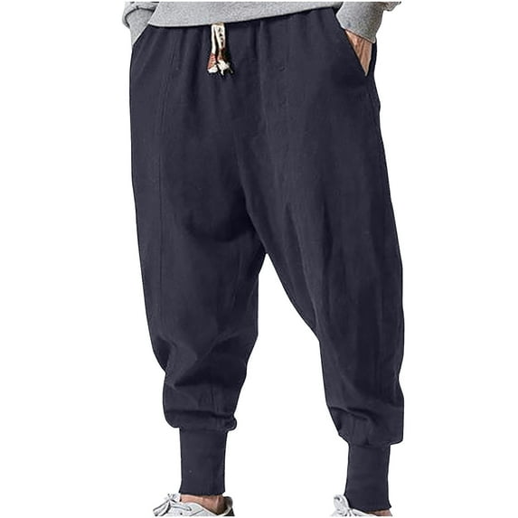 Dagugfen Plus Size Pants for Men Drawstring Drop Crotch Baggy Lightweight Travel Cropped Lounge Pants Hip Hop Pants
