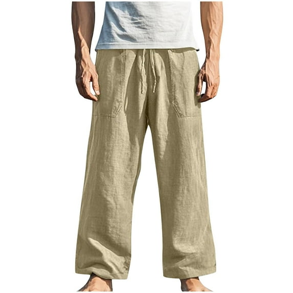Dagugfen Plus Size Pants for Men Elastic Waist Drawstring Straight Leg Loose Lightweight Casual Work Summer Pants