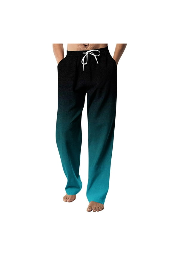 Plus Size Pants for Men Elastic Waist Lightweight Gradient Color Fashion Trend Lounge Pants