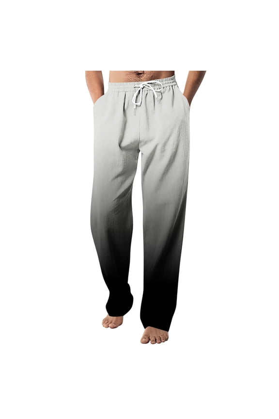 Plus Size Pants for Men Elastic Waist Lightweight Gradient Color Fashion Trend Lounge Pants