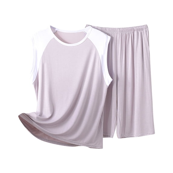 Dagugfen Plus Size Summer Outfits for Men Pajamas Round Neck Tank Tops Shorts Comfy Casual Pjs Sets Fashion