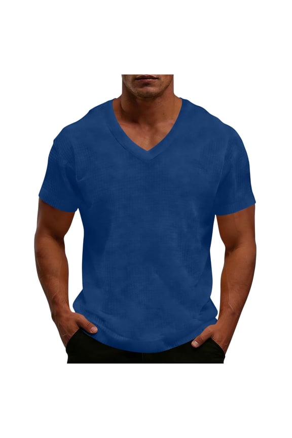 Plus Size T Shirts for Men Short Sleeve V Neck Loose Fitted Basic Tee Shirt Tops Daily Tops S-5XL