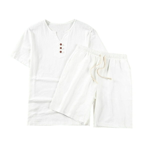 Dagugfen Plus Size Vacation Outfits for Men Lightweight Shortsuits T Shirts and Shorts Casual Beach Travel Sets