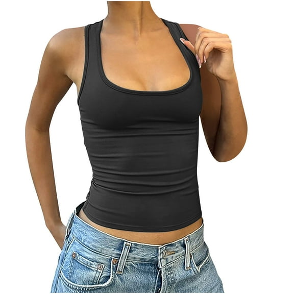 Dagugfen Racerback Tank Tops for Women Workout Ribbed Low Cut Slim Knit Comfy Yoga Pilates Athletic Tops