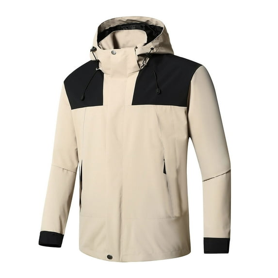 Dagugfen Rain Jacket for Men Zipper up Hoodie Drawstring Loose Raincoat Casual Outdoor Windproof Hiking Jackets